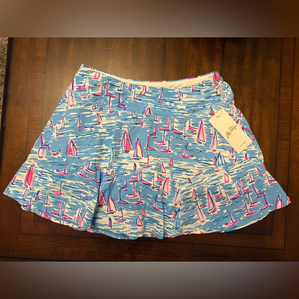 Lily‎ Pulitzer NWT Blue and Pink Sailboat Print Corrine Skort - Picture 2 of 6
